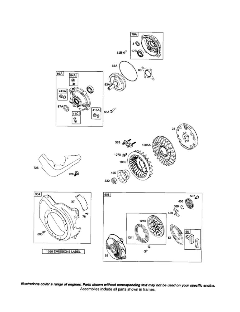 Rewind Starter/Blower Housing Diagram and Parts List for 121000 0101-0739 Briggs and Stratton Engine